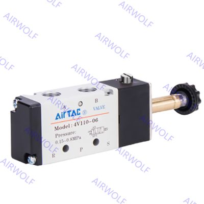 AC230V DC24V 5/2 Way Airtac 4V110-M5 4V110-06 ลมโซลินอยวาล์ว